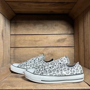 Converse All-Star Leopard White Canvas Chuck Taylor Low. Double Tongue. Womens 6